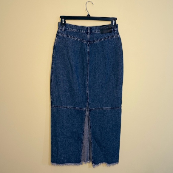 Vintage Ralph Lauren woman’s 8 denim pencil skirt y2k midi frayed hem patchwork - Picture 2 of 8